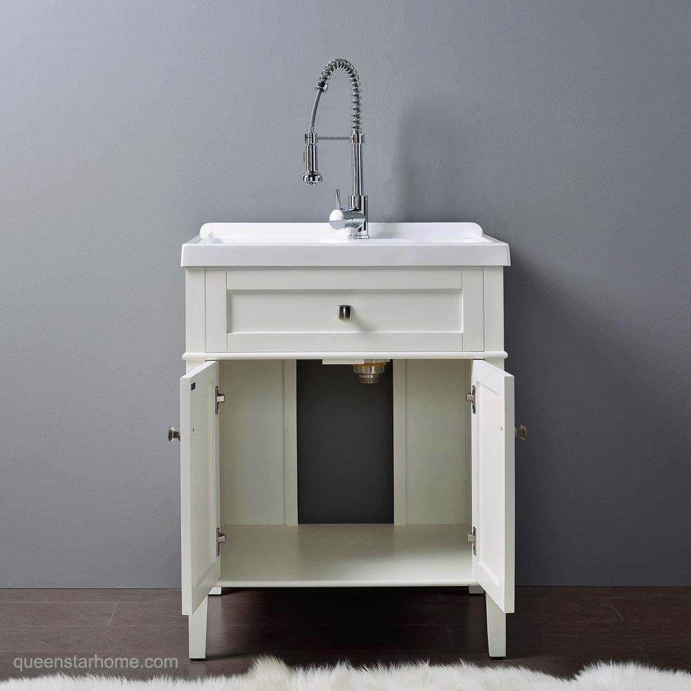 QS-AR 28” white bathroom vanity cabinet